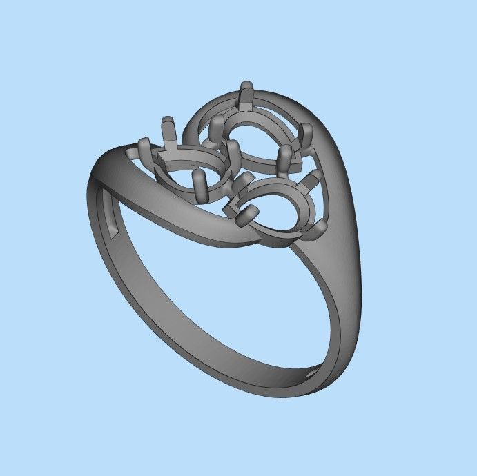 Women Ring with gems 3dm stl 3D print model 3D print model_29