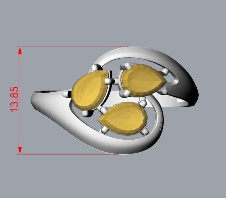 Women Ring with gems 3dm stl 3D print model 3D print model_32