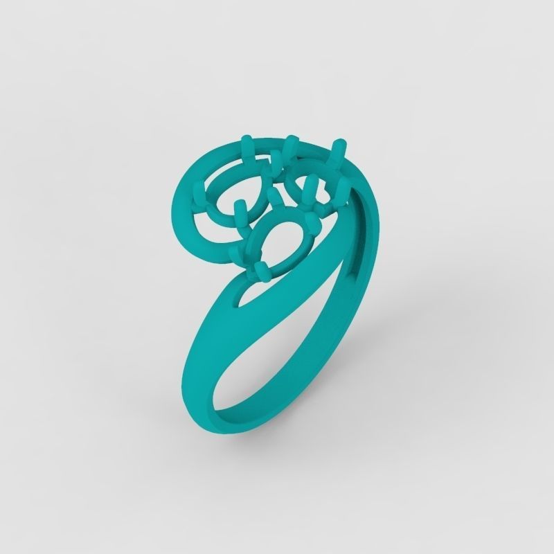 Women Ring with gems 3dm stl 3D print model 3D print model_22