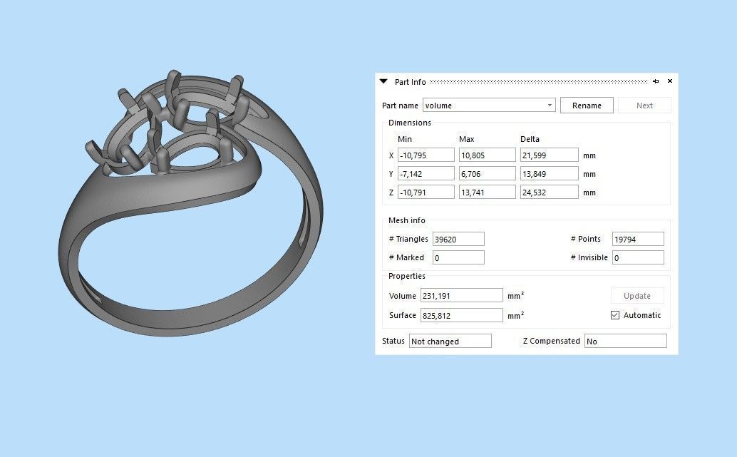 Women Ring with gems 3dm stl 3D print model 3D print model_34
