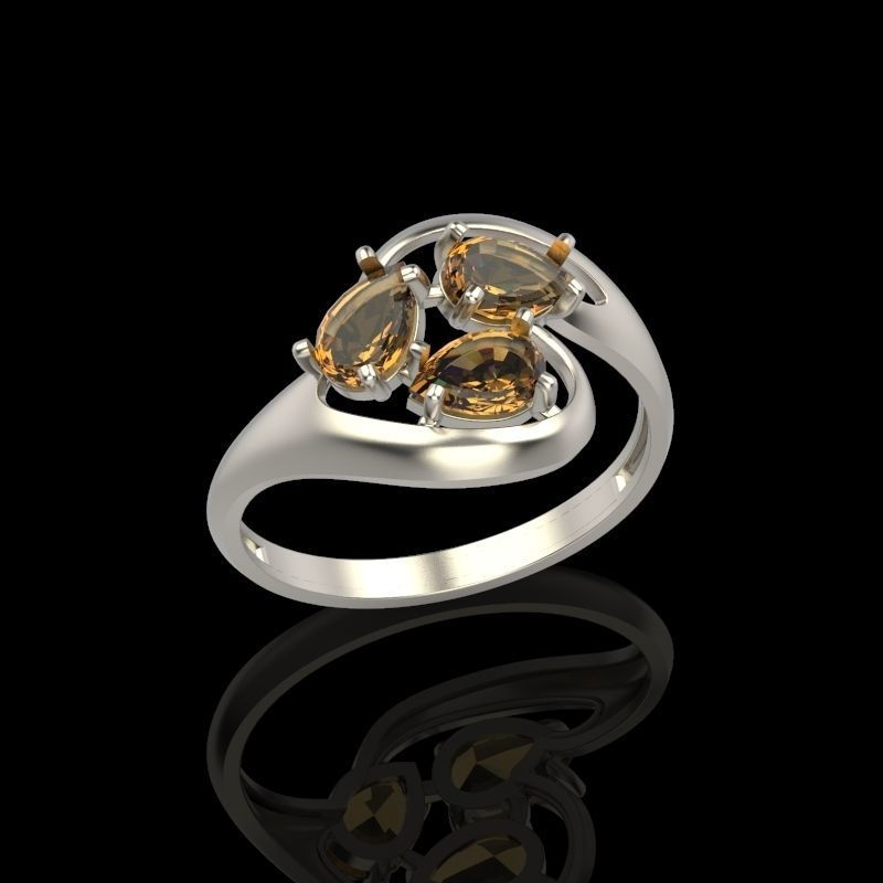 Women Ring with gems 3dm stl 3D print model 3D print model_17
