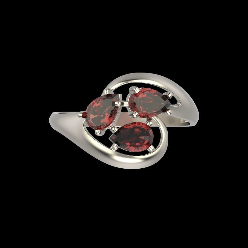 Women Ring with gems 3dm stl 3D print model 3D print model_1