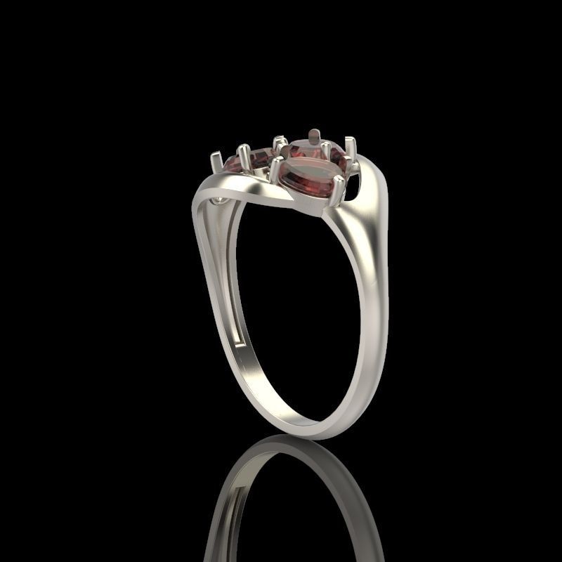 Women Ring with gems 3dm stl 3D print model 3D print model_13