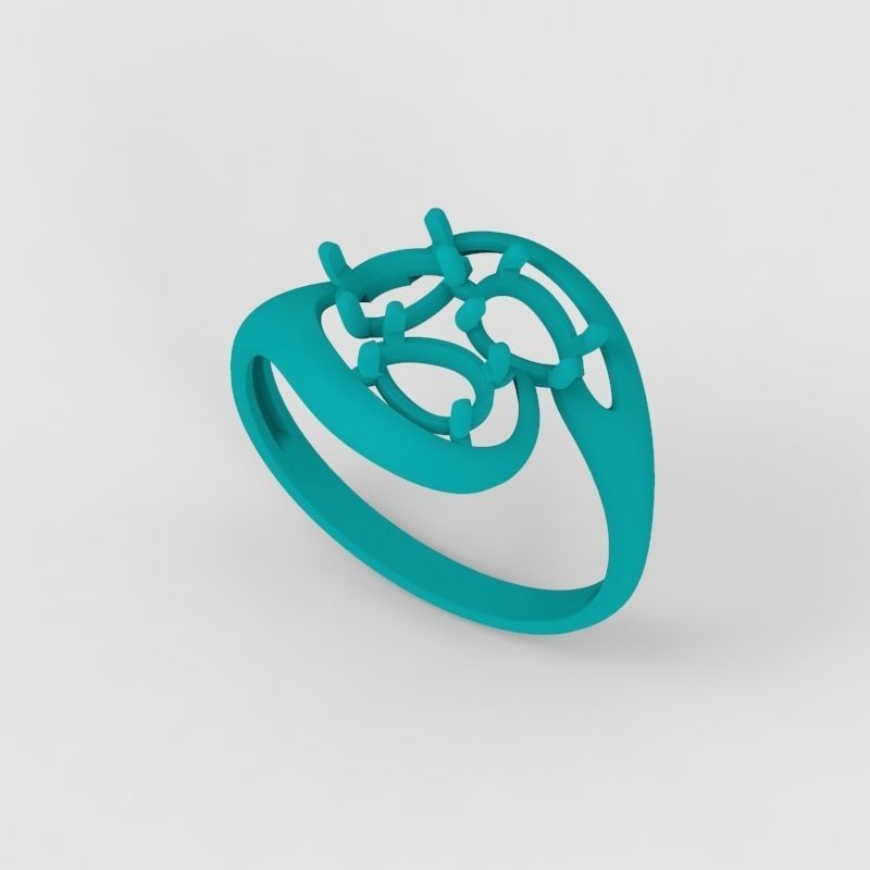 Women Ring with gems 3dm stl 3D print model 3D print model_21