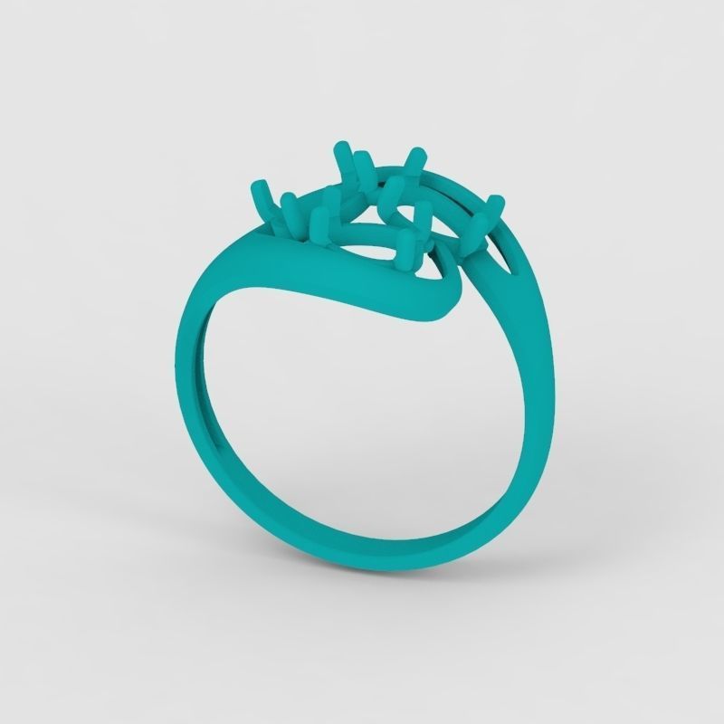 Women Ring with gems 3dm stl 3D print model 3D print model_27