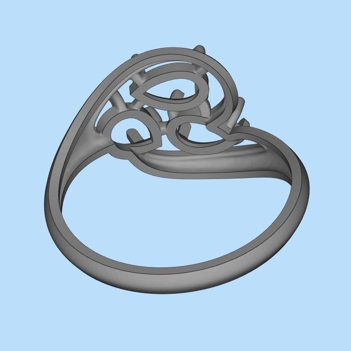 Women Ring with gems 3dm stl 3D print model 3D print model_36