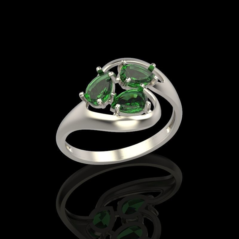 Women Ring with gems 3dm stl 3D print model 3D print model_15