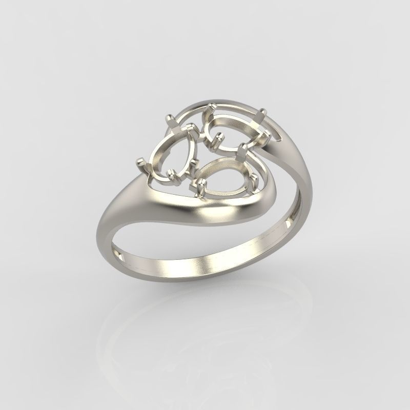 Women Ring with gems 3dm stl 3D print model 3D print model_19