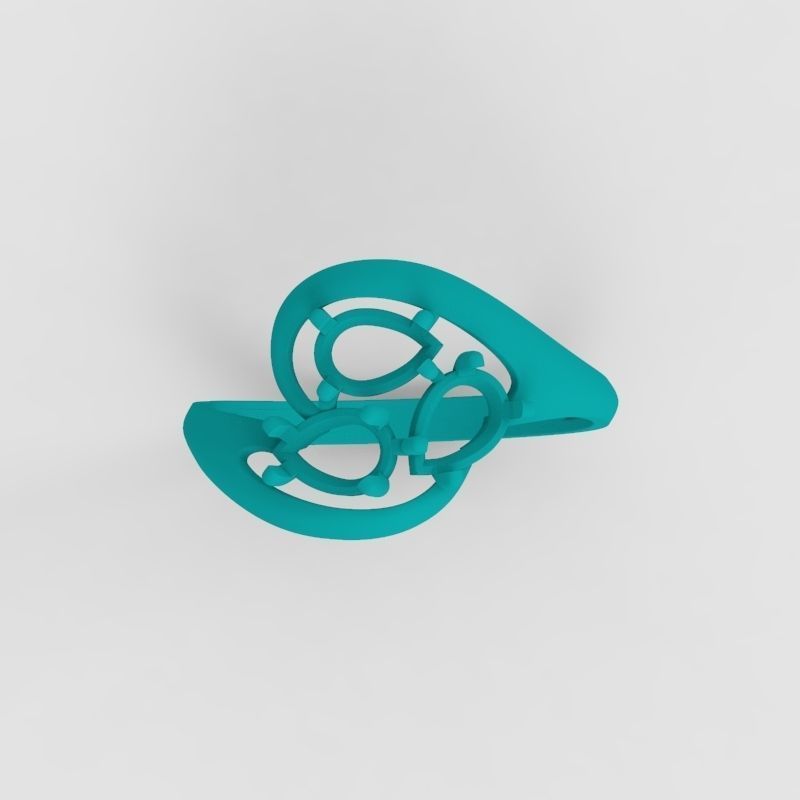 Women Ring with gems 3dm stl 3D print model 3D print model_25