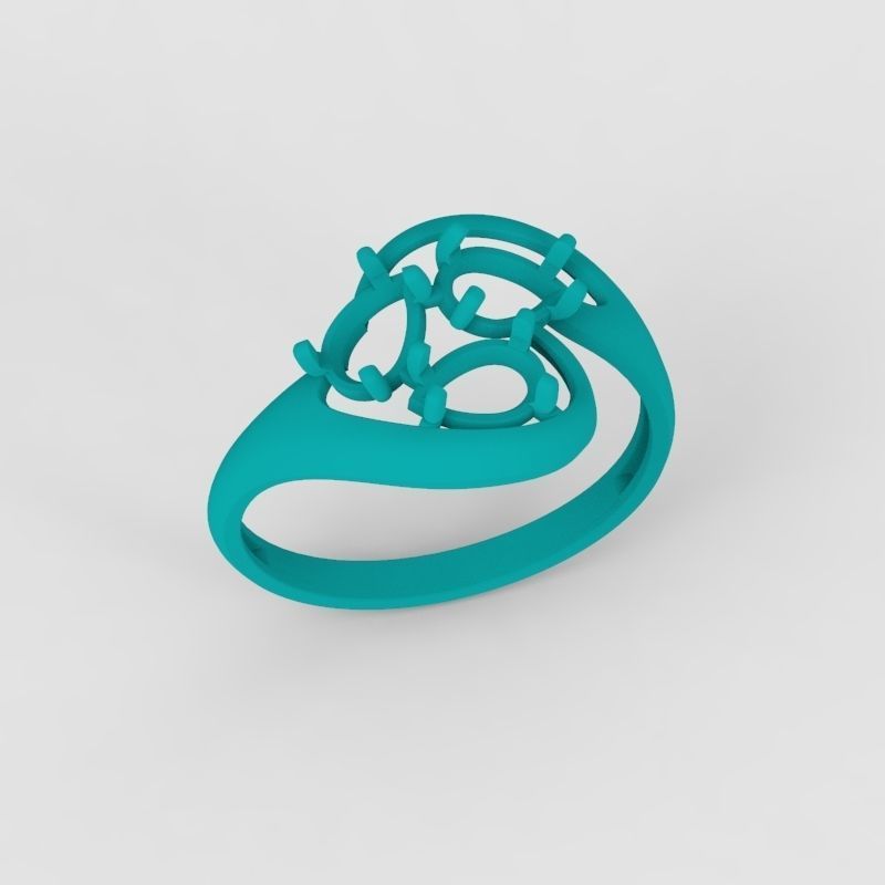 Women Ring with gems 3dm stl 3D print model 3D print model_20