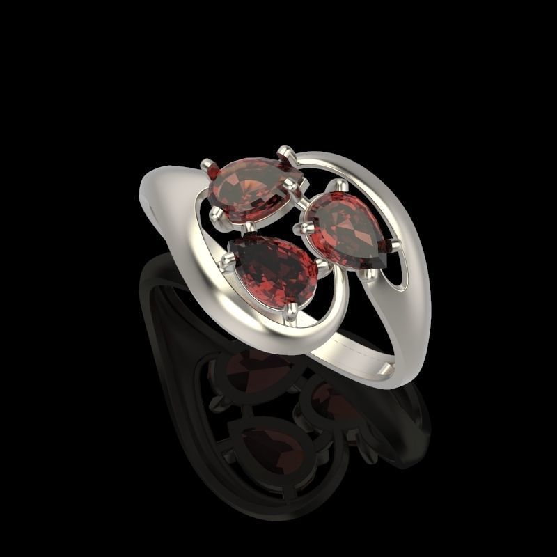 Women Ring with gems 3dm stl 3D print model 3D print model_6