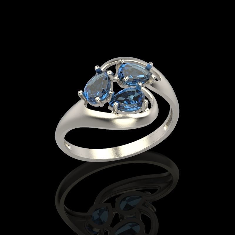 Women Ring with gems 3dm stl 3D print model 3D print model_16
