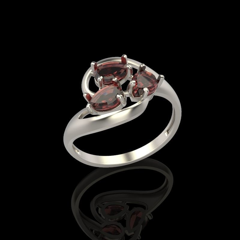 Women Ring with gems 3dm stl 3D print model 3D print model_4