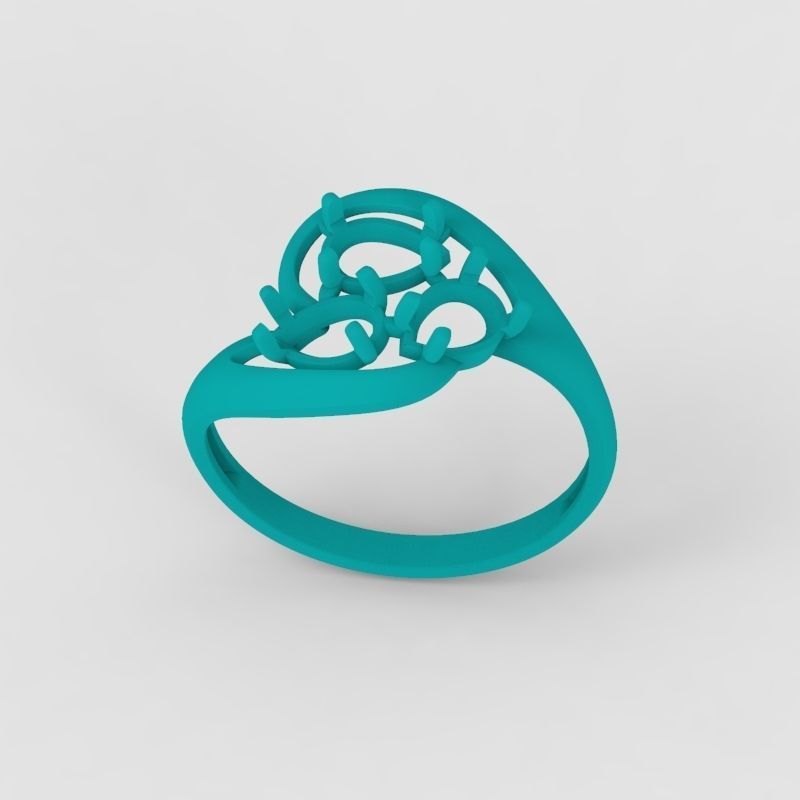 Women Ring with gems 3dm stl 3D print model 3D print model_23