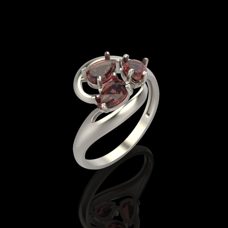 Women Ring with gems 3dm stl 3D print model 3D print model_3