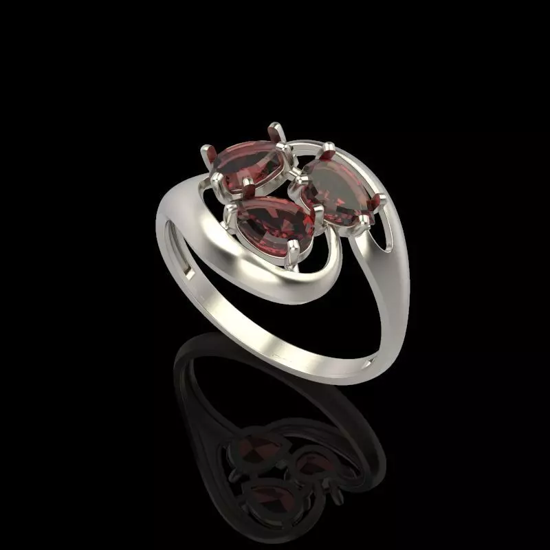 Women Ring with gems 3dm stl 3D print model 3D print model_0