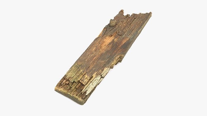 Rotten Plank Short Broken Low-poly 3D model