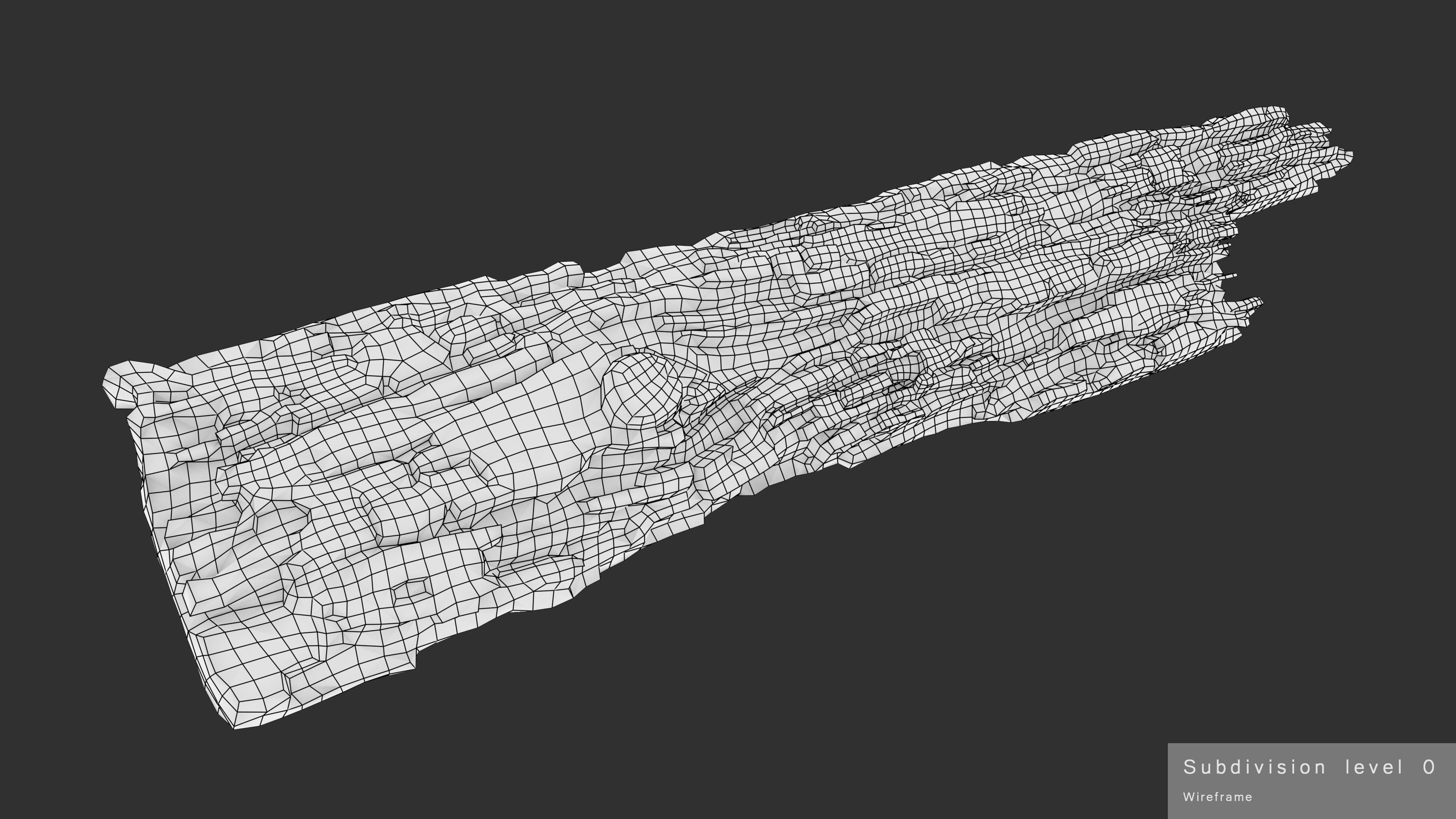 Rotten Plank Short Disintegrated Low-poly 3D model_25