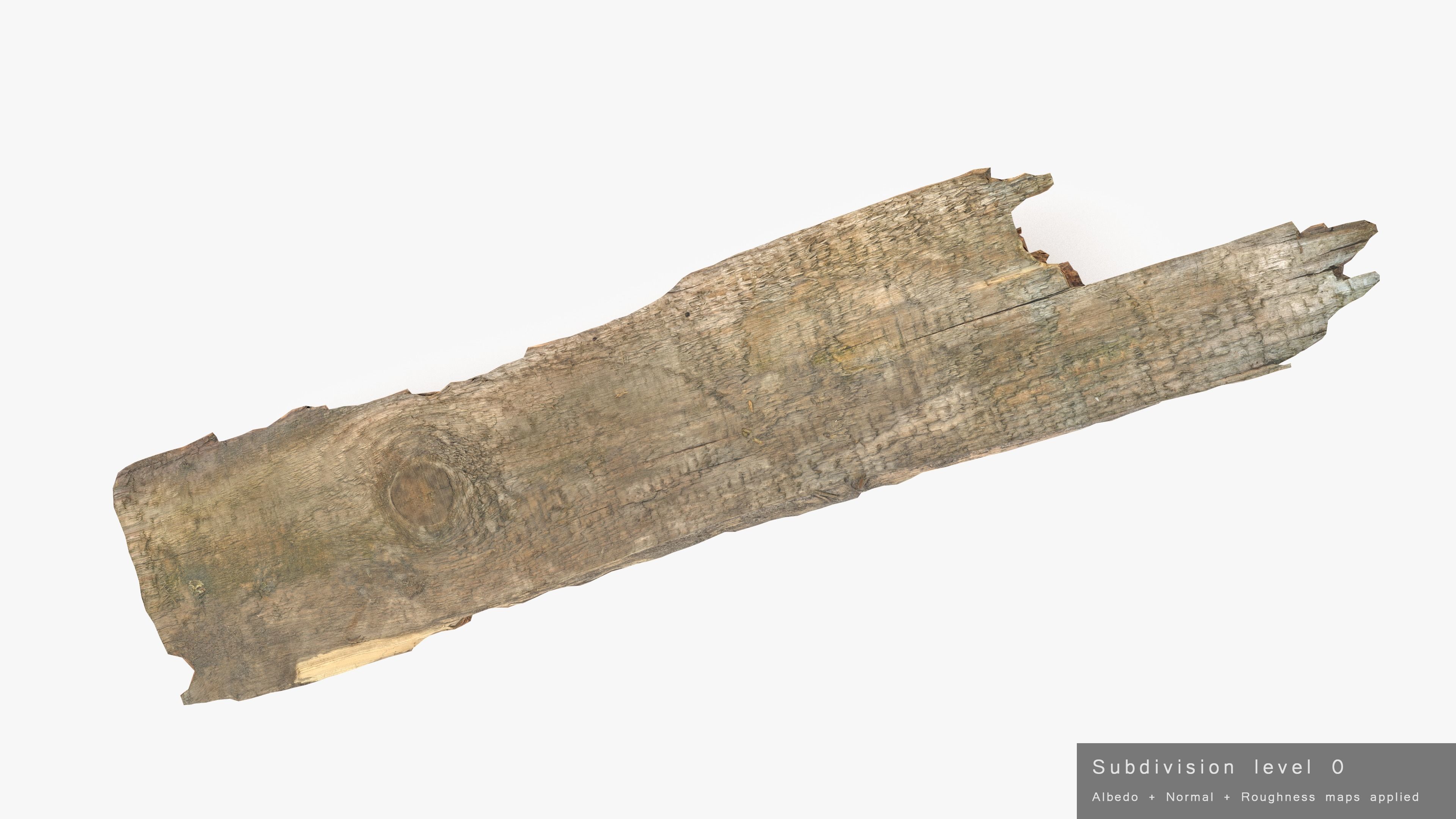 Rotten Plank Short Disintegrated Low-poly 3D model_21