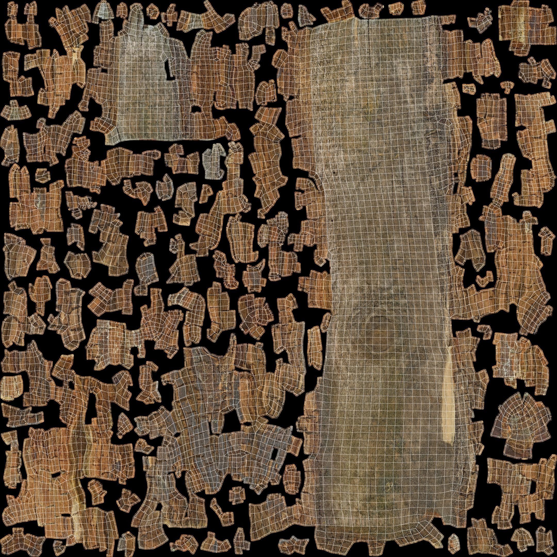 Rotten Plank Short Disintegrated Low-poly 3D model_29