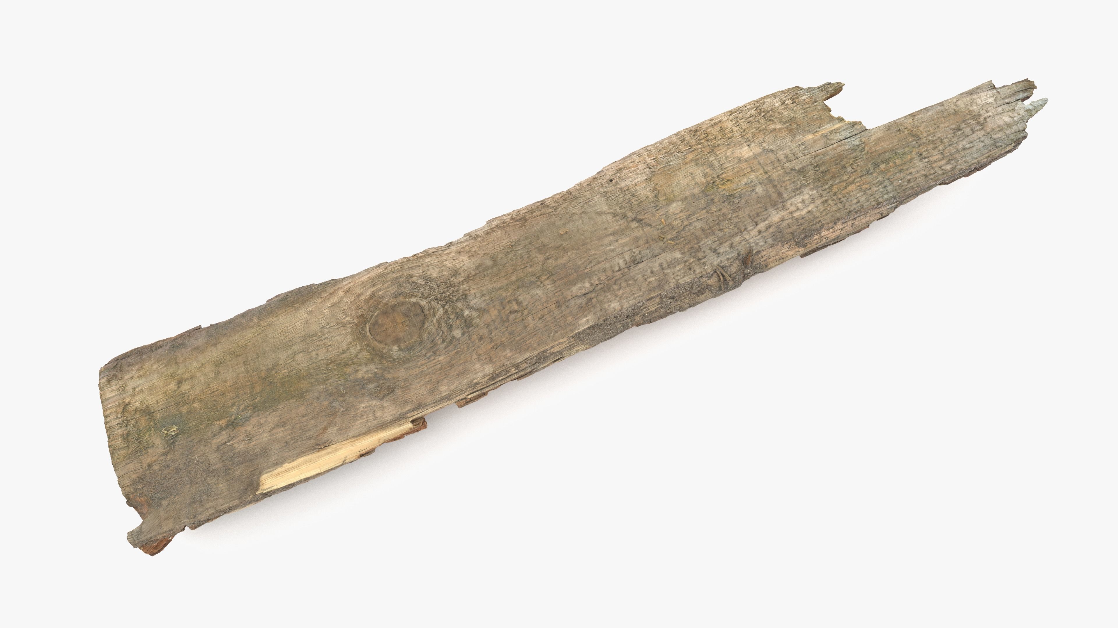 Rotten Plank Short Disintegrated Low-poly 3D model_10