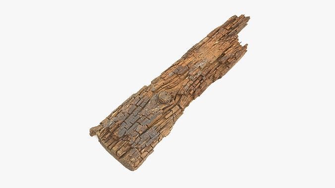 Rotten Plank Short Disintegrated Low-poly 3D model