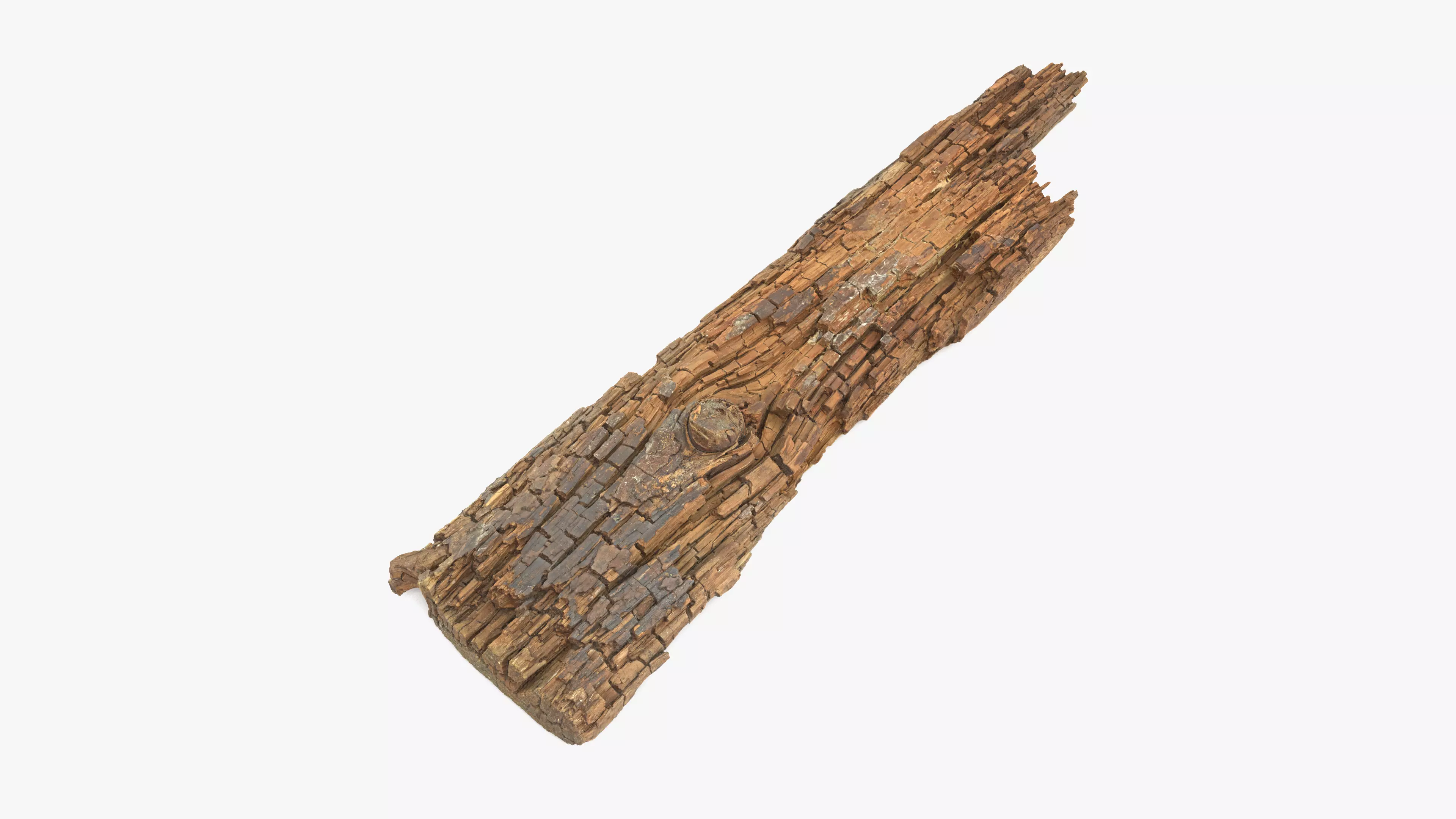 Rotten Plank Short Disintegrated Low-poly 3D model_0