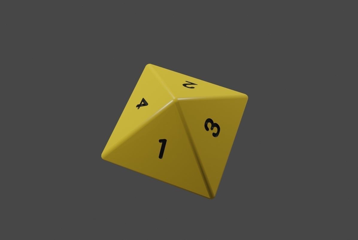 RPG Dice Eight Sides High Poly - Dado 8 lados Low-poly 3D model_4