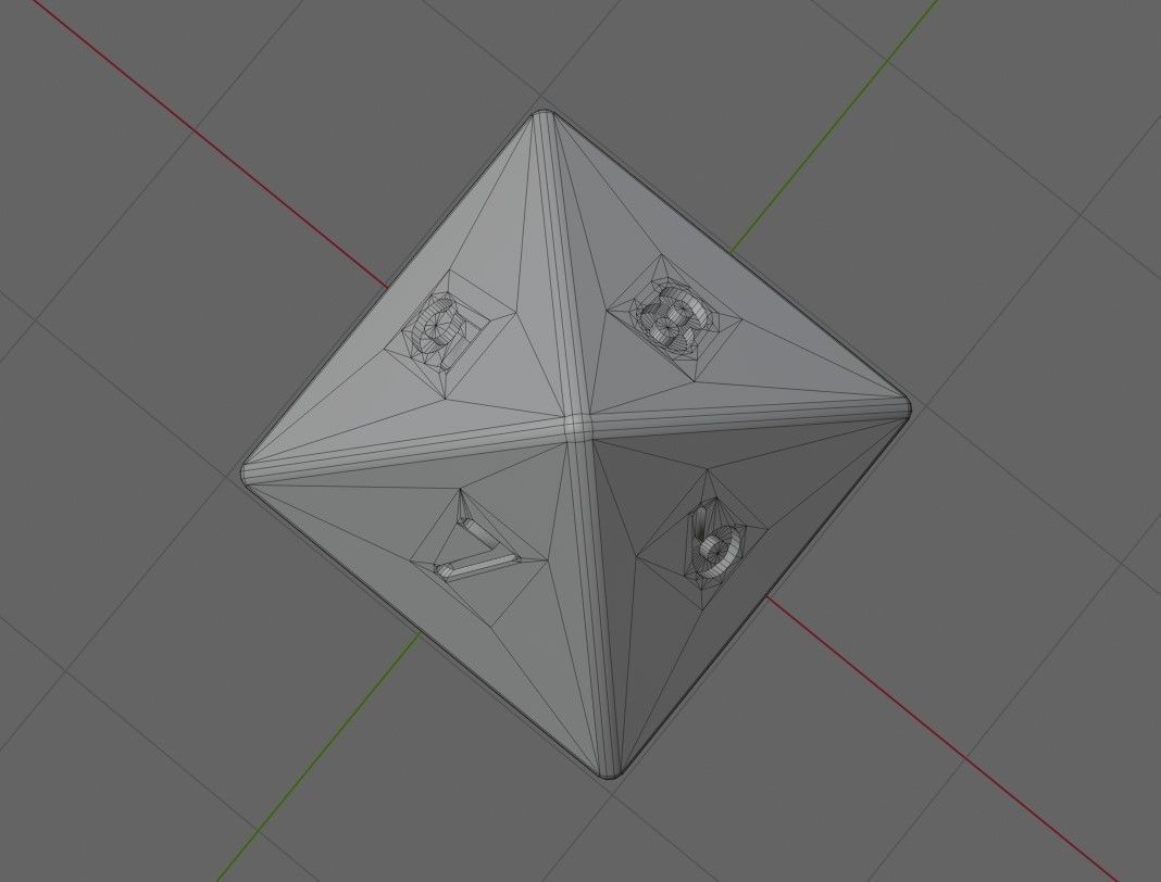 RPG Dice Eight Sides High Poly - Dado 8 lados Low-poly 3D model_11