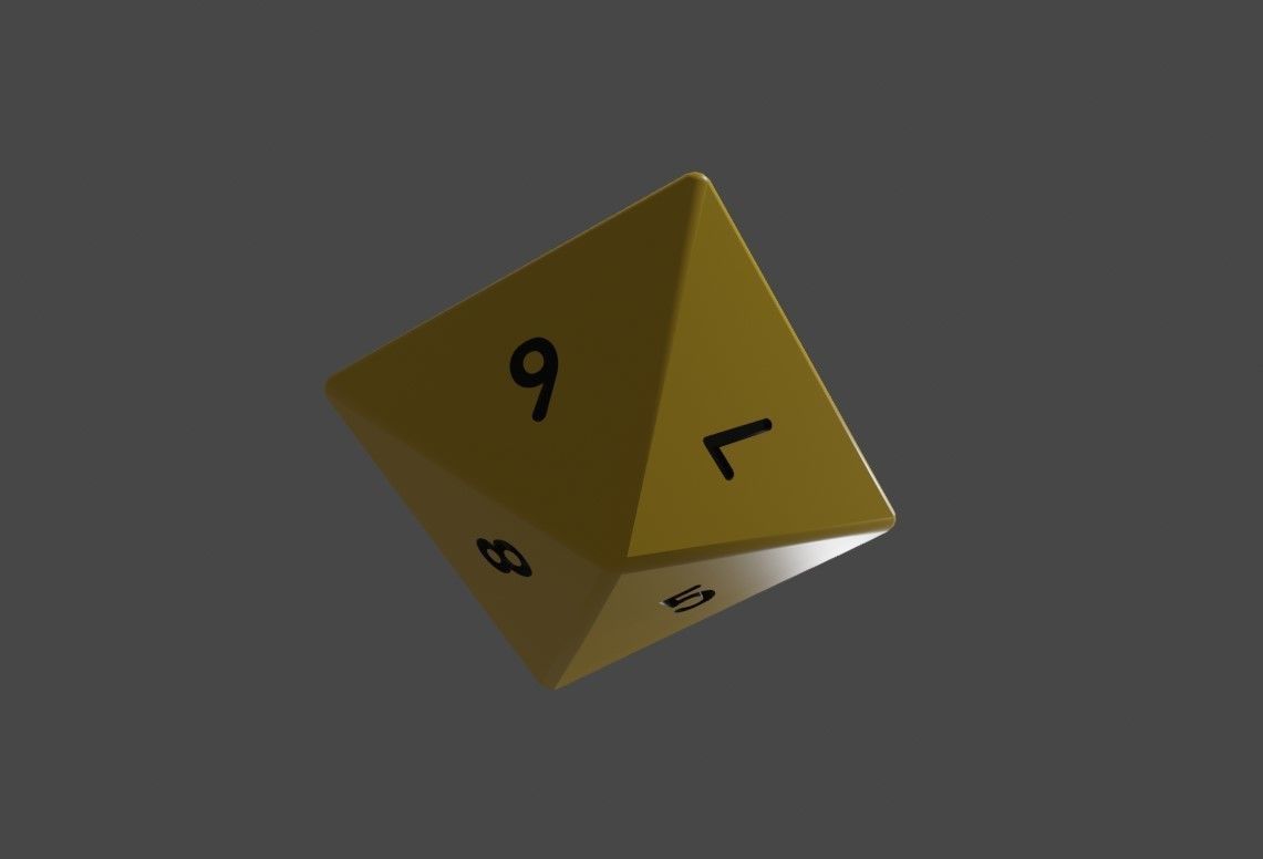 RPG Dice Eight Sides High Poly - Dado 8 lados Low-poly 3D model_5