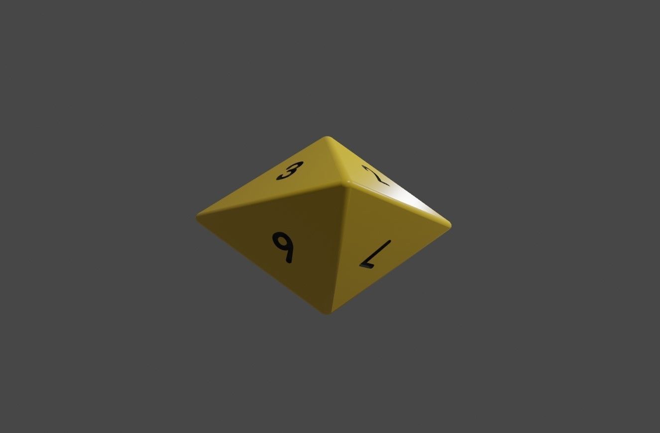 RPG Dice Eight Sides High Poly - Dado 8 lados Low-poly 3D model_3