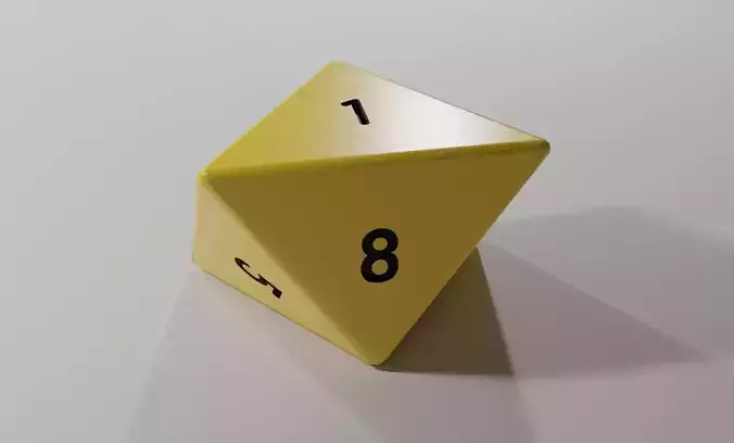 RPG Dice Eight Sides High Poly - Dado 8 lados Low-poly 3D model