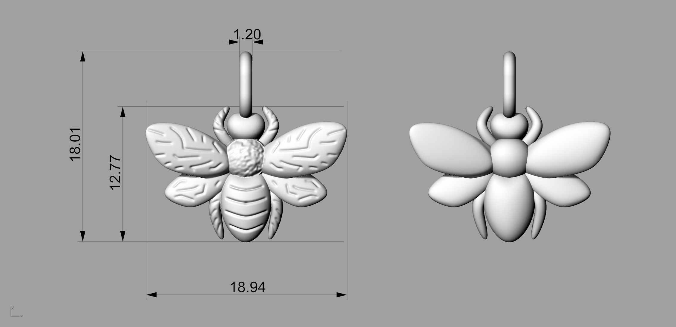 Bee pendant 3D print model_2