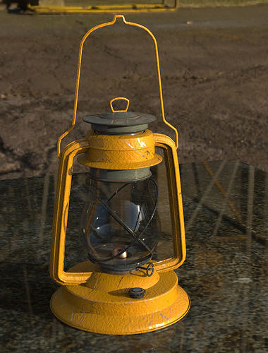 zbrush old lantern on table 3D model