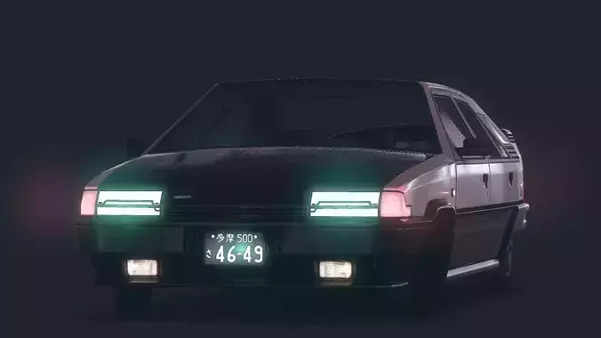 Lowpoly Retro 1980s Sport Hatchback Low-poly 3D model