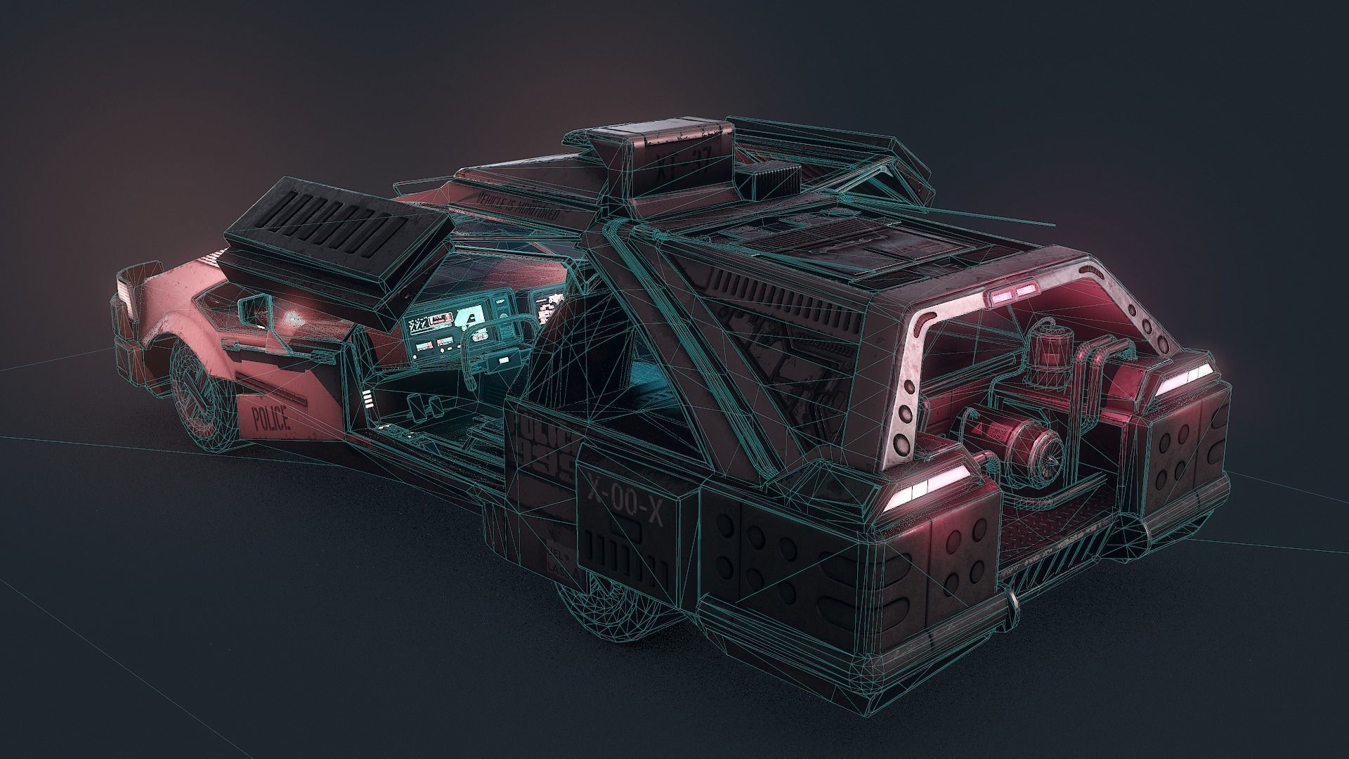1982 2019 Blade Runner Ground Police Car Low-poly 3D model_9
