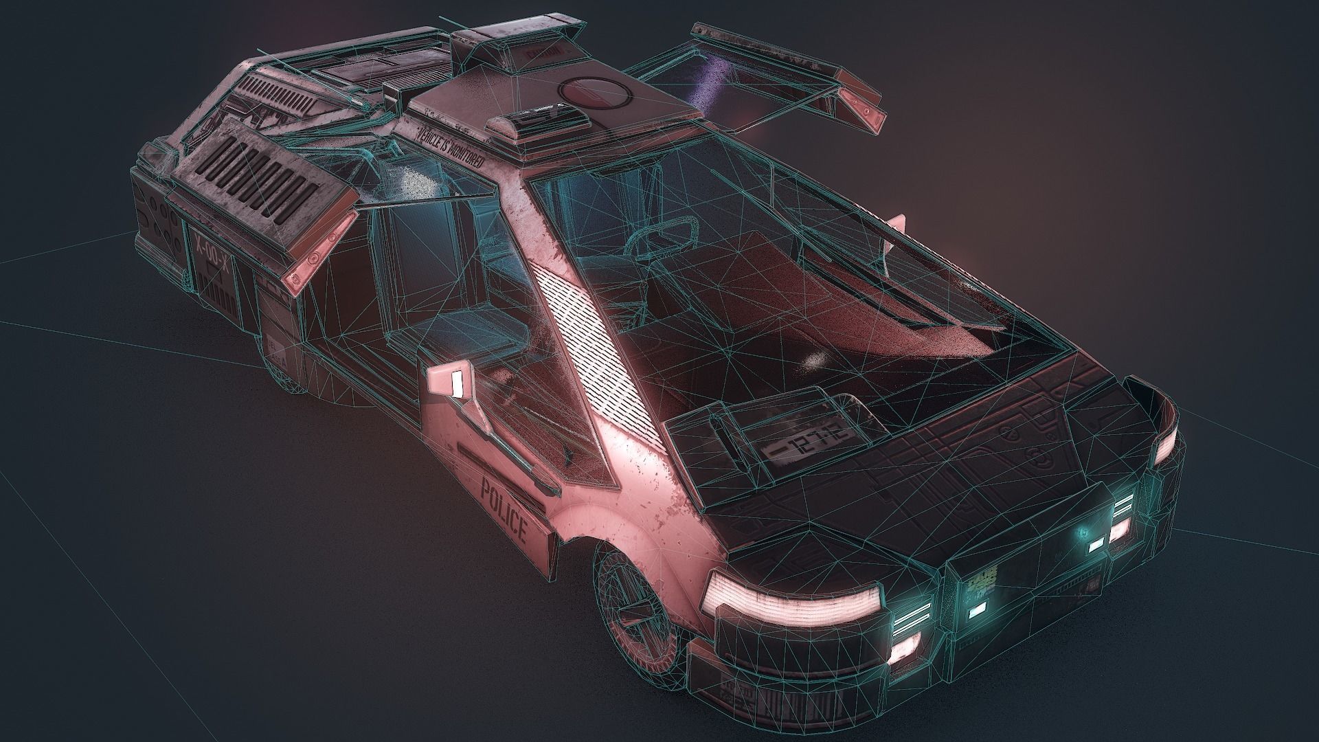 1982 2019 Blade Runner Ground Police Car Low-poly 3D model_8
