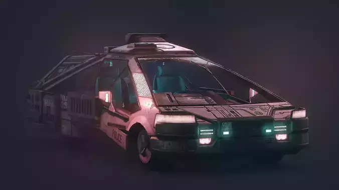 1982 2019 Blade Runner Ground Police Car Low-poly 3D model