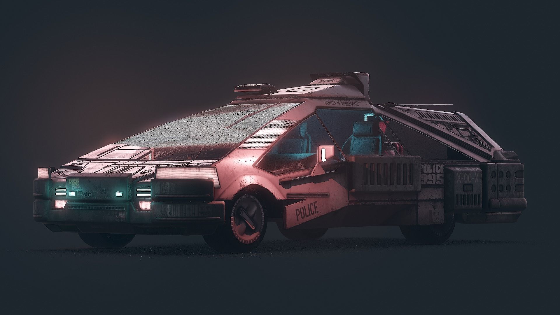 1982 2019 Blade Runner Ground Police Car Low-poly 3D model_2