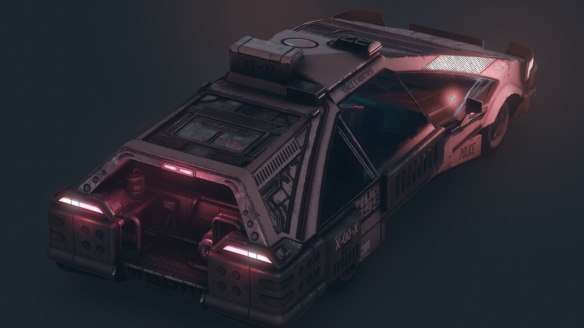 1982 2019 Blade Runner Ground Police Car Low-poly 3D model_4