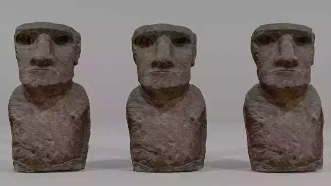 Moai Easter Island Stone Figure 3 in 1 Low-poly 3D model