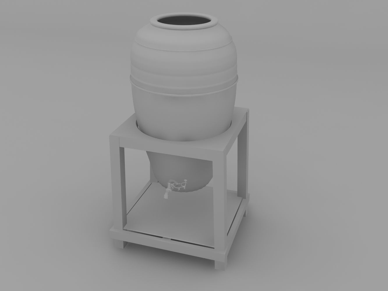 Pottery Water pot 3D model_8