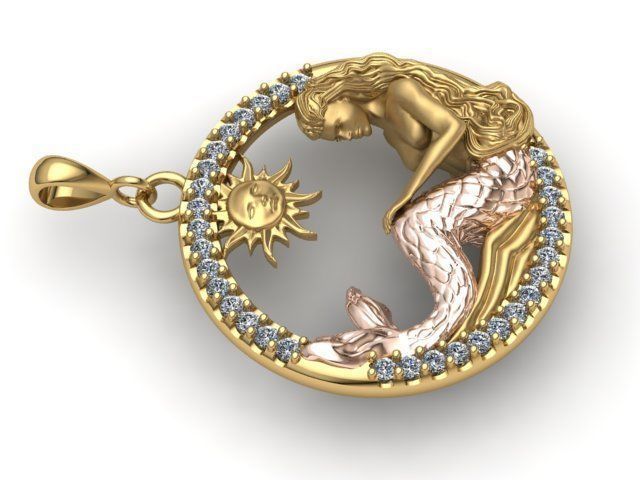 pendant mermaid print model 3D print model_11