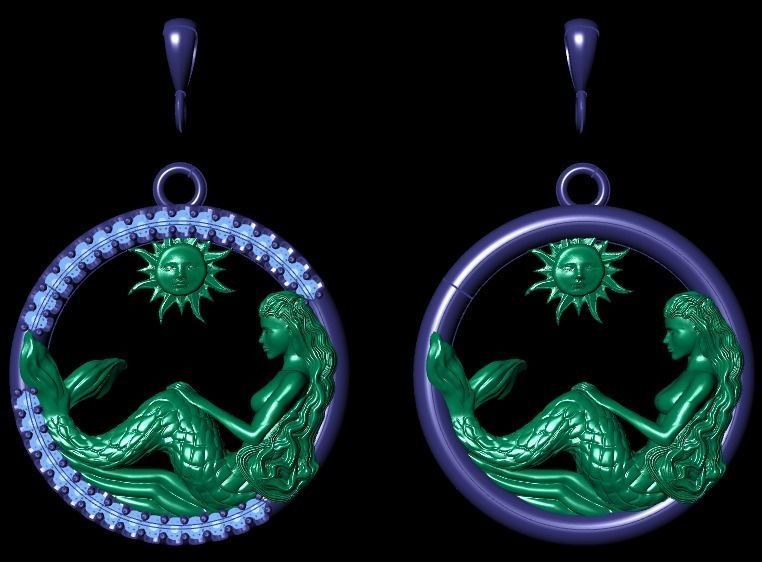 pendant mermaid print model 3D print model_1