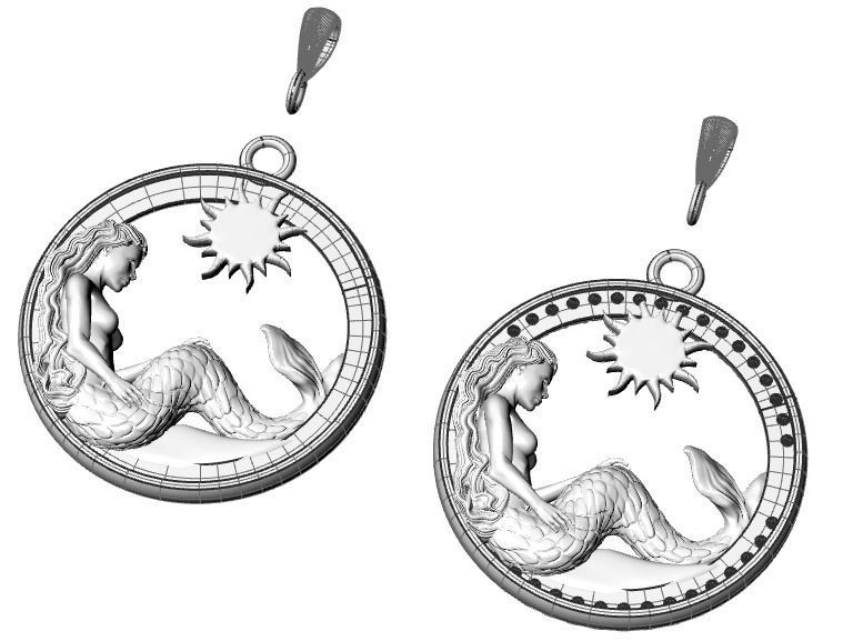 pendant mermaid print model 3D print model_14