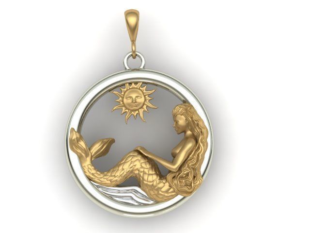 pendant mermaid print model 3D print model_2