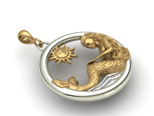 pendant mermaid print model 3D print model_3