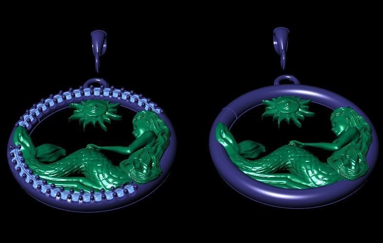 pendant mermaid print model 3D print model_17