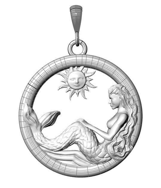 pendant mermaid print model 3D print model_18