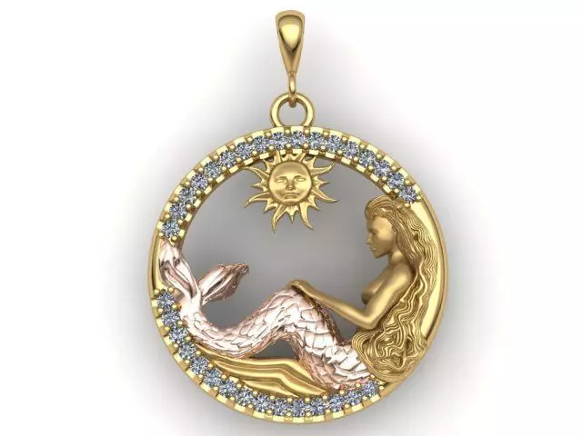 pendant mermaid print model 3D print model_0